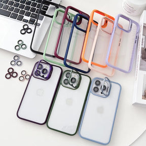 Premium Transparent Frame Case with Camera Lens Protector – Shockproof & Stylish